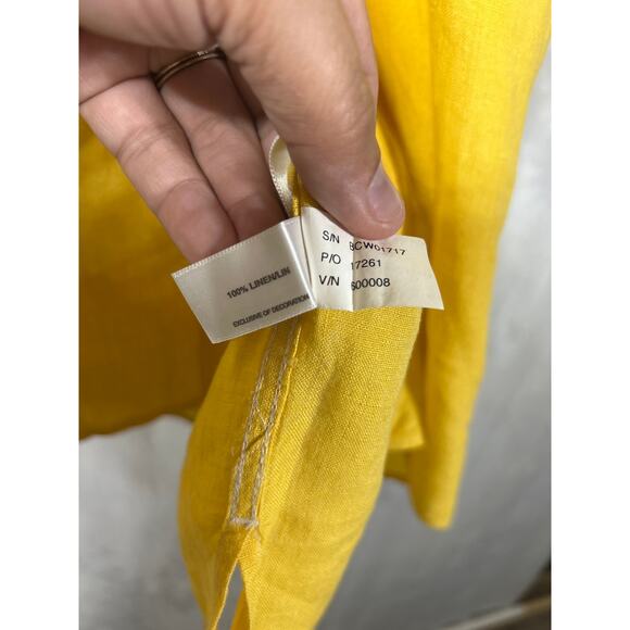 Cutter & Buck Button Up 4XB Yellow 100% Linen Short Sleeve - Picture 9 of 12